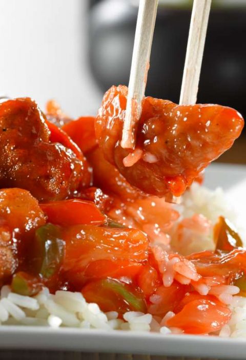 "Receta de cerdo con mango agridulce"